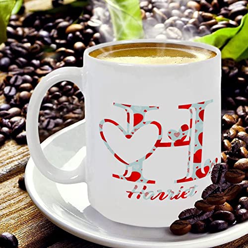 Valentine's Day Love Monogram Letter H Coffee Mug Heart Custom Porcelain Tea Cup 11oz Love Heart Initials Letter Cup Happy Valentine's Day Coffee Cup Anniversary Wedding Gift for Couple