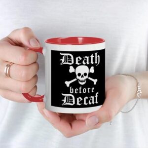 CafePress Funny DEATH Before DECAF! Mugs Ceramic Coffee Mug, Tea Cup 11 oz