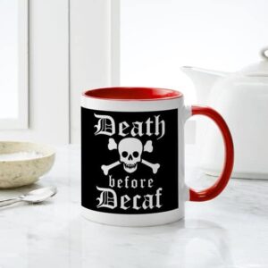 CafePress Funny DEATH Before DECAF! Mugs Ceramic Coffee Mug, Tea Cup 11 oz