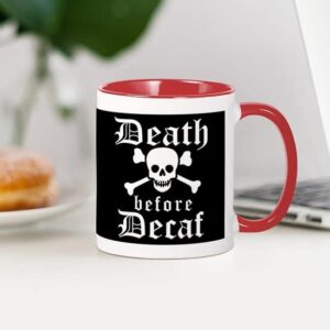 CafePress Funny DEATH Before DECAF! Mugs Ceramic Coffee Mug, Tea Cup 11 oz
