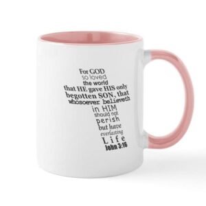 cafepress john 3:16 kjv dark gray print mug ceramic coffee mug, tea cup 11 oz