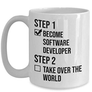 Best Software Developer Mug Step 1 Become Software Developer Step 2 Take Over The World Funny Coffee Mug Tea Cup Mug Ideas