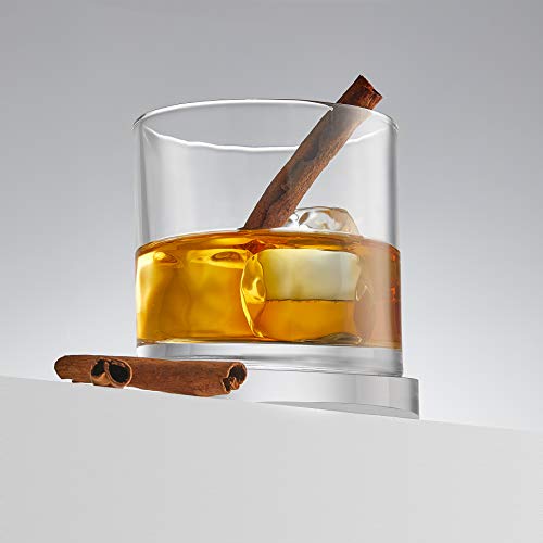 JoyJolt Aqua Vitae Whiskey Glass Set of 2. Round Whiskey Glasses with Off Set Base. Old Fashioned Rocks Glasses for Scotch and Bourbon. Unique Whiskey Tumbler Gifts for Men