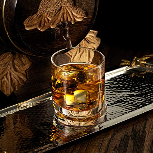 JoyJolt Aqua Vitae Whiskey Glass Set of 2. Round Whiskey Glasses with Off Set Base. Old Fashioned Rocks Glasses for Scotch and Bourbon. Unique Whiskey Tumbler Gifts for Men