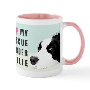 cafepress border collie rescue love mug ceramic coffee mug, tea cup 11 oz