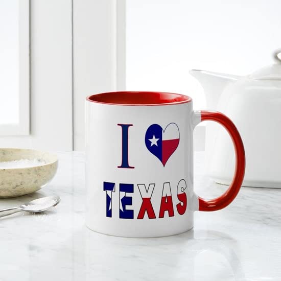 CafePress I (Heart) Love Texas Flag Mug Ceramic Coffee Mug, Tea Cup 11 oz