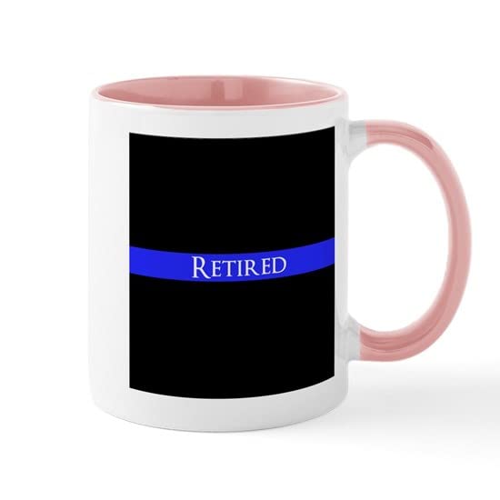 CafePress Police Retired Thin Blue Line Mugs Ceramic Coffee Mug, Tea Cup 11 oz