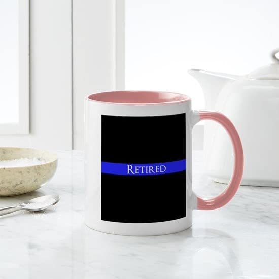 CafePress Police Retired Thin Blue Line Mugs Ceramic Coffee Mug, Tea Cup 11 oz