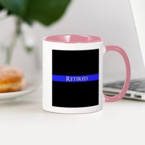 CafePress Police Retired Thin Blue Line Mugs Ceramic Coffee Mug, Tea Cup 11 oz