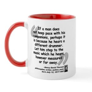 cafepress thoreau drummer quote mug ceramic coffee mug, tea cup 11 oz