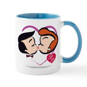 cafepress i love lucy: stick heads kiss mug ceramic coffee mug, tea cup 11 oz