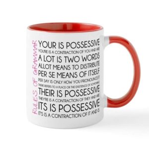 cafepress rules of grammar mug ceramic coffee mug, tea cup 11 oz