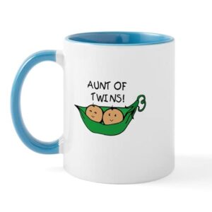 cafepress aunt of twins pod mug ceramic coffee mug, tea cup 11 oz