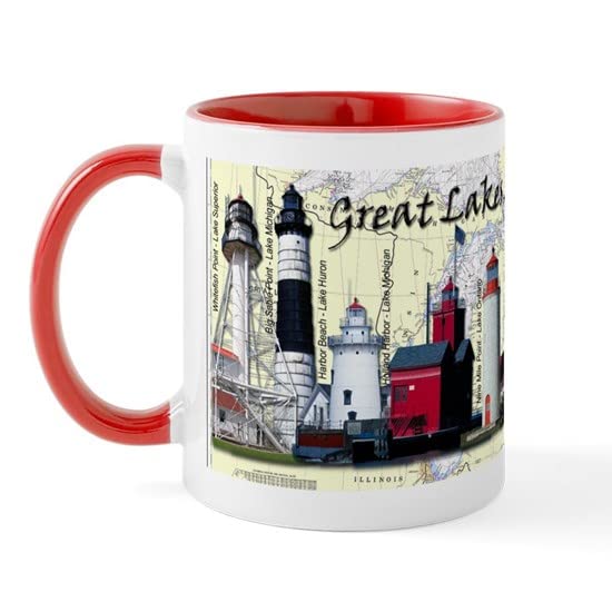 CafePress Great Lakes Lighthouses Mug Ceramic Coffee Mug, Tea Cup 11 oz