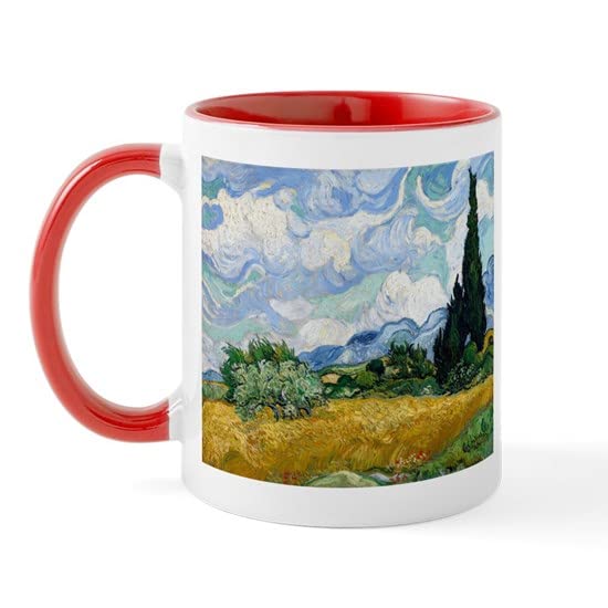 CafePress Van Gogh Wheat Field With Cypresses Mug Ceramic Coffee Mug, Tea Cup 11 oz