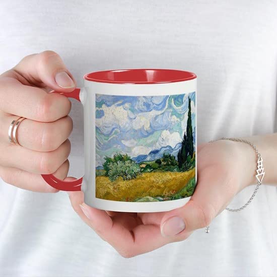 CafePress Van Gogh Wheat Field With Cypresses Mug Ceramic Coffee Mug, Tea Cup 11 oz