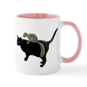 cafepress squirrel on cat mug ceramic coffee mug, tea cup 11 oz