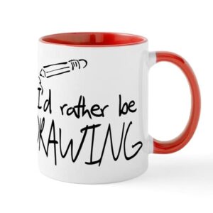 CafePress I'd Rather Be Drawing Mug Ceramic Coffee Mug, Tea Cup 11 oz