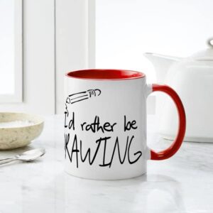 CafePress I'd Rather Be Drawing Mug Ceramic Coffee Mug, Tea Cup 11 oz