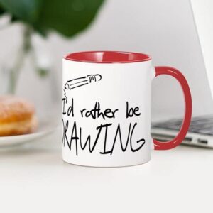 CafePress I'd Rather Be Drawing Mug Ceramic Coffee Mug, Tea Cup 11 oz