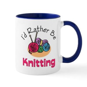 cafepress i’d rather be knitting mug ceramic coffee mug, tea cup 11 oz