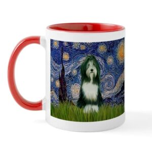 cafepress starry night/bearded collie mug ceramic coffee mug, tea cup 11 oz
