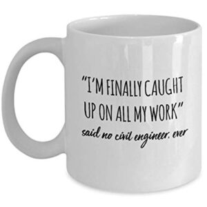 Funny Civil Engineer Mug I'm Finally Caught Up On All My Work Said No Civil Engineer Ever Gag Mugs Idea Coffee Mug Tea Cup