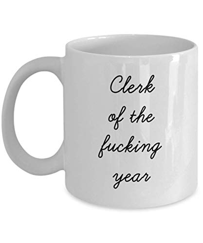 Best Clerk Mug Funny Appreciation Mug for Coworkers Gag Swearing Mug for Adults Novelty Tea Cup