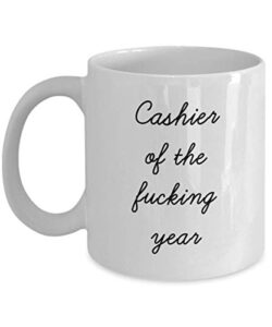 best cashier mug funny appreciation mug for coworkers gag swearing mug for adults novelty tea cup