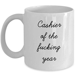 Best Cashier Mug Funny Appreciation Mug for Coworkers Gag Swearing Mug for Adults Novelty Tea Cup