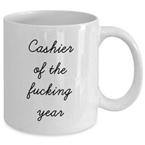 Best Cashier Mug Funny Appreciation Mug for Coworkers Gag Swearing Mug for Adults Novelty Tea Cup