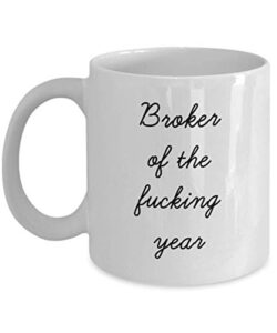 best broker mug funny appreciation mug for coworkers gag swearing mug for adults novelty tea cup