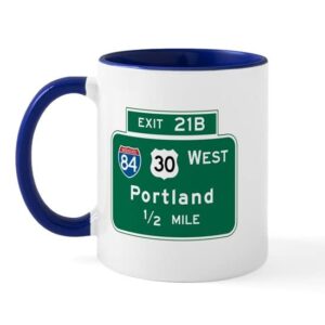 cafepress portland, or highway sign mug ceramic coffee mug, tea cup 11 oz