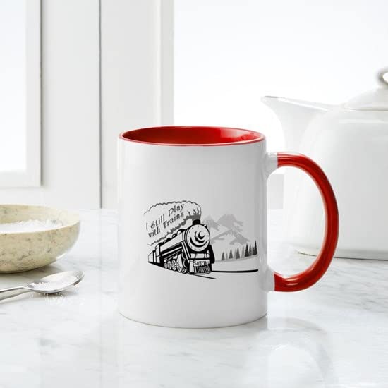 CafePress Still Play With Trains Mug Ceramic Coffee Mug, Tea Cup 11 oz