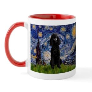 cafepress starry night black poodle mug ceramic coffee mug, tea cup 11 oz