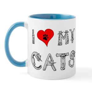 cafepress i love my cats/heart mug ceramic coffee mug, tea cup 11 oz
