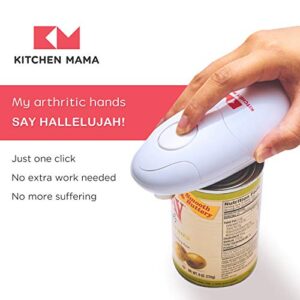 Kitchen Mama Electric Can Opener: Open Your Cans with A Simple Push of Button - Smooth Edge, Food-Safe and Battery Operated Handheld Can Opener(White)