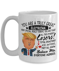 generic funny electrician coffee mug tea cup white 11oz – electrician trump mug dad, mom, friend, boyfriend, co-worker for birthday – donald trump great electrician mug pm5zbv