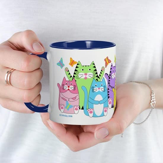 CafePress Colorful Kitty Cats &Amp; Butterflies Mug Ceramic Coffee Mug, Tea Cup 11 oz