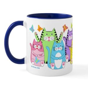 CafePress Colorful Kitty Cats &Amp; Butterflies Mug Ceramic Coffee Mug, Tea Cup 11 oz