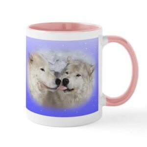 cafepress kissing arctic wolves wolf mug ceramic coffee mug, tea cup 11 oz