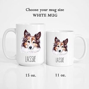 Sheltie Personalized Coffee Mug Gifts for Mom Dad Dog Lovers - Custom 15oz or 11oz - Dishwasher Microwave Safe (Sheltie)