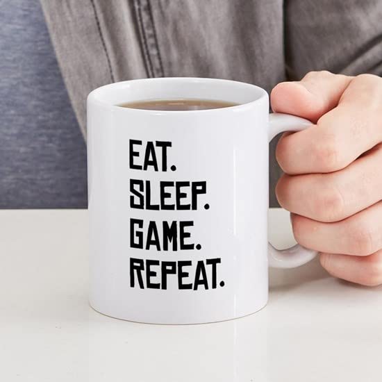 CafePress Eat Sleep Game Repeat Mugs Ceramic Coffee Mug, Tea Cup 11 oz