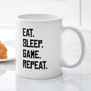 CafePress Eat Sleep Game Repeat Mugs Ceramic Coffee Mug, Tea Cup 11 oz