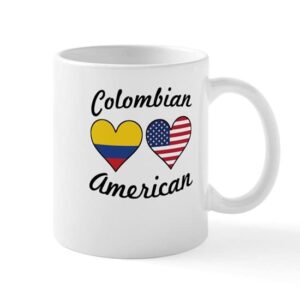 cafepress colombian american flag hearts mugs ceramic coffee mug, tea cup 11 oz