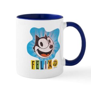 cafepress felix blue swirl laughing mug ceramic coffee mug, tea cup 11 oz