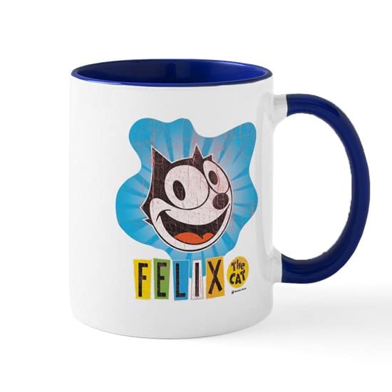 CafePress Felix Blue Swirl Laughing Mug Ceramic Coffee Mug, Tea Cup 11 oz