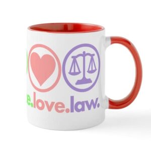 cafepress peace love law mugs ceramic coffee mug, tea cup 11 oz