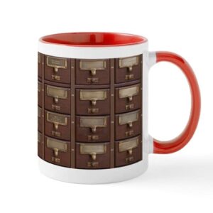 cafepress vintage library card catalog drawers mugs ceramic coffee mug, tea cup 11 oz