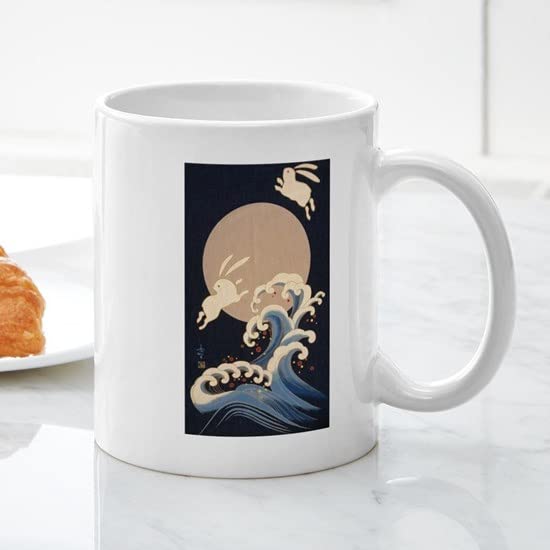 CafePress FULL MOON, WAVE, RABBITS Mugs Ceramic Coffee Mug, Tea Cup 11 oz